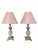 Hollywood Regency Gilded Gold and Faux Crystal Lamps With Pink Lampshades- A Pair For Sale - Image 4 of 18