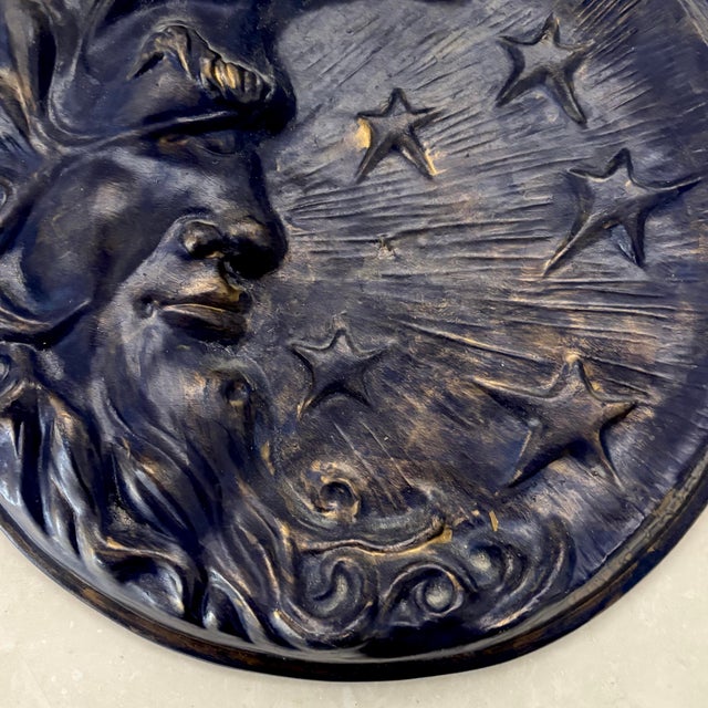 American Vintage Ceramic Moon Studio Pottery Wall Plaque For Sale - Image 3 of 7