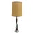 Mid Century Modern Chrome and Walnut Table Lamp With Barrel Shade For Sale