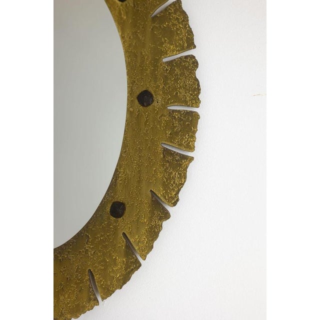 Elliptical Mirror in Hammered, Gilded Brass, 1950s For Sale - Image 4 of 6
