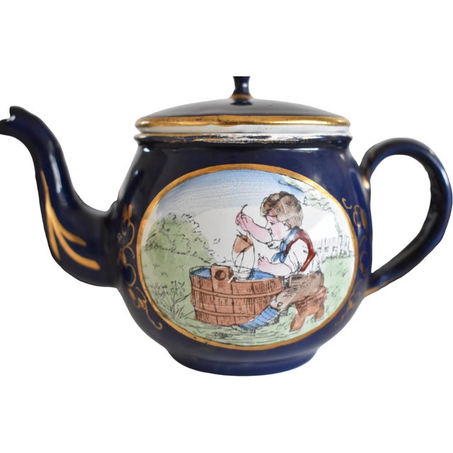 Victorian Antique German Enamel Child's Tea Set For Sale - Image 3 of 13
