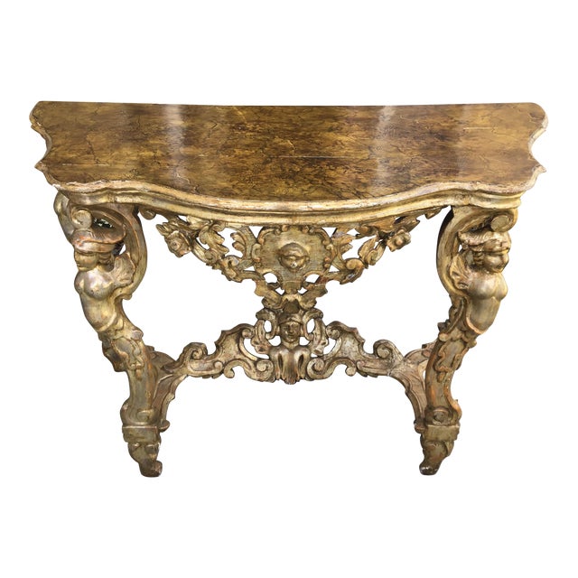 18th Century Itlian Baroque Silver Gilt Console Table Chairish