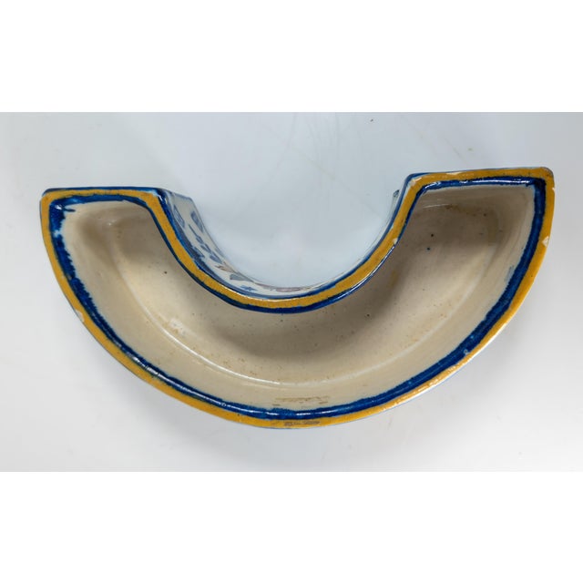 Ceramic 20th Century Mediterranean Spanish or Mexican Talavera Faience Majolica Demilune Bowl For Sale - Image 7 of 11