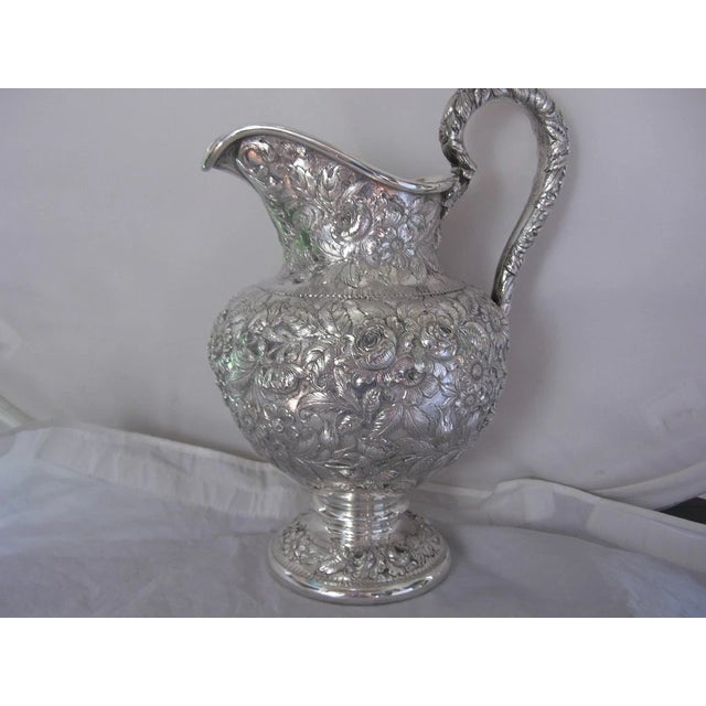 Victorian Rare Sterling Silver S Kirk & Son Water Pitcher Repousse no.26F ~No Mono ~41ozt For Sale - Image 3 of 18