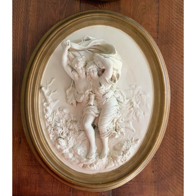 Sculpture Materials Pair of Vintage & Sculptural, Neoclassical Figural High Relief Wall Plaques – 13” X 16” Each Grandmillennial, Palm Beach Regency, French - See Pics! For Sale - Image 7 of 9