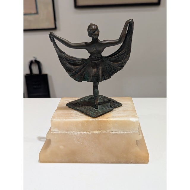 Art Deco Bronze Dancer Figurine on Onyx Base For Sale In San Francisco - Image 6 of 7
