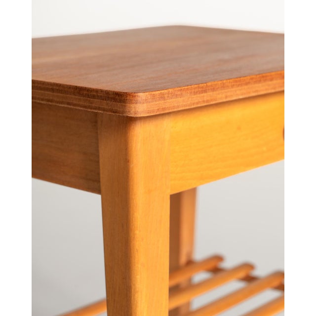Brown Scandinavian Birch Bedside Table, 1950s For Sale - Image 8 of 12