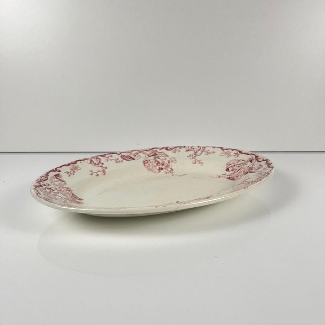 Oval Pink Earthenware Fontainebleau Serving Platter from KG Lunéville, 19th Century For Sale - Image 3 of 11