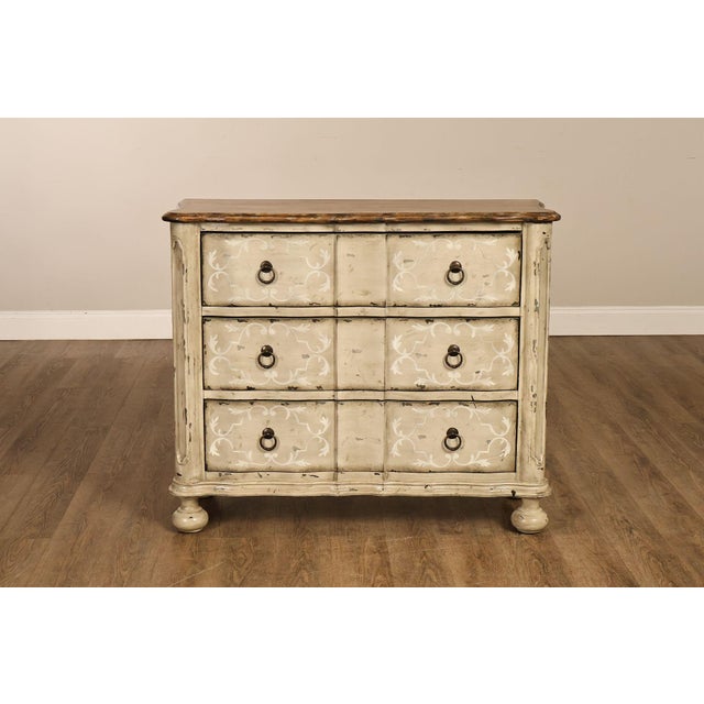 Painted Rustic European Style Three Drawer Chest With Distressed Finish For Sale - Image 14 of 18