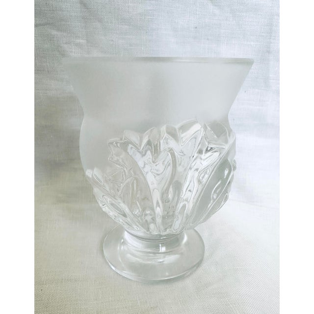 Vintage Lalique Crystal Saint Cloud Bud Vase, frosted in center and clear on sides. Perfect on a night stand with a single...
