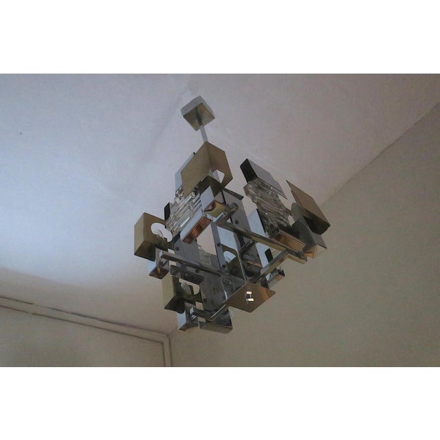 Metal Chandelier in Glass from Gaetano Sciolari, 1960s For Sale - Image 7 of 9