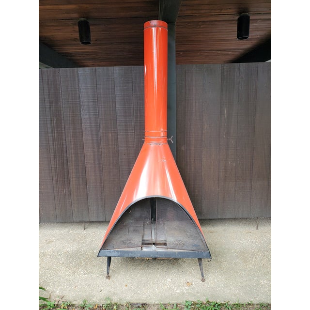 Vintage Retro Red Wood Burning Fireplace By Majestic Chairish