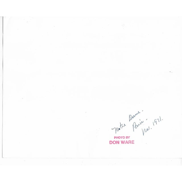 1971 black and white photo by Los Angeles, California photographer Don Ware of Notre Dame in Paris, France. Titled, dated...