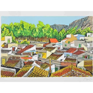 Renzo Meschis, Landscape in Sicily, Lithograph, 1989 For Sale