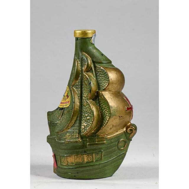 Glass Glass Vinsanto Bertocchini Livorno Bottle in Shape of Sailing Ship, 1960s For Sale - Image 7 of 9
