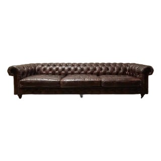 Extra Long Leather Chesterfield Sofa For Sale