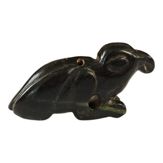 HongShan Style Culture Black Carved Jade Primitive Figure of a Bird 1.5" H For Sale