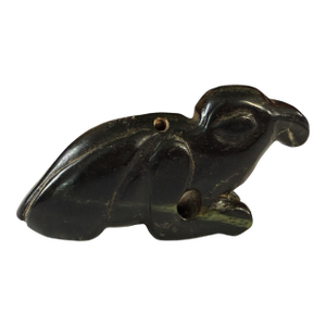 HongShan Style Culture Black Carved Jade Primitive Figure of a Bird 1.5" H