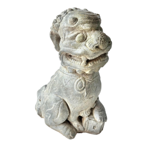 Vintage Concrete Foo Dog Chinese Guardian Lion Garden Statue