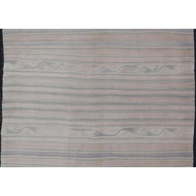 Traditional Stripe Design Turkish Vintage Kaysari Kilim Rug in Soft Pastel Tones For Sale - Image 3 of 11