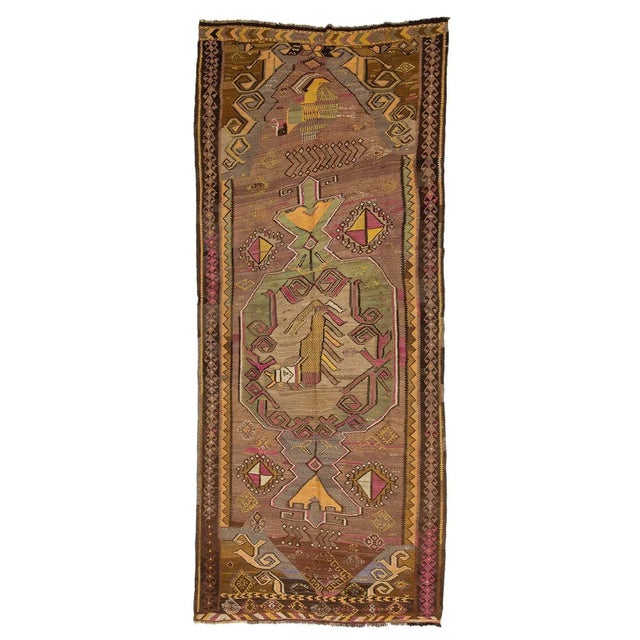 Textile Vintage Turkish Kilim Rug For Sale - Image 7 of 7