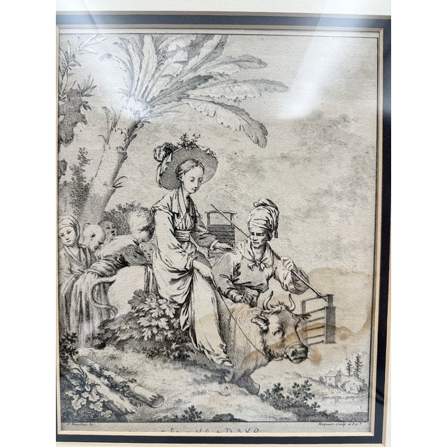 Rococo Antique French Engraving After Francois Boucher Huquier Framed For Sale - Image 3 of 15
