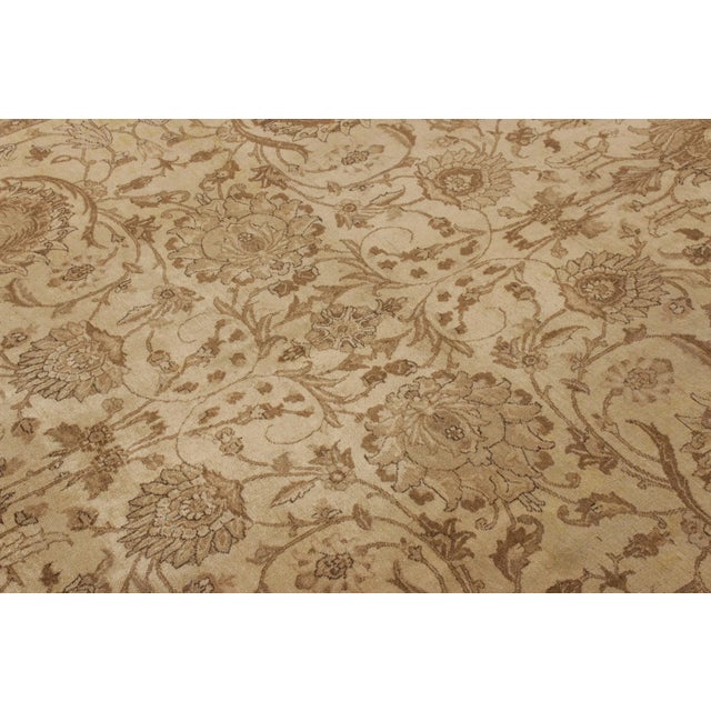 Antique Persian Tabriz Rug in an All Over Beige, Brown Floral Pattern For Sale - Image 4 of 7