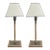 Organic Modern Light Wood and Brushed Steel Designer Table Lamps Pair For Sale