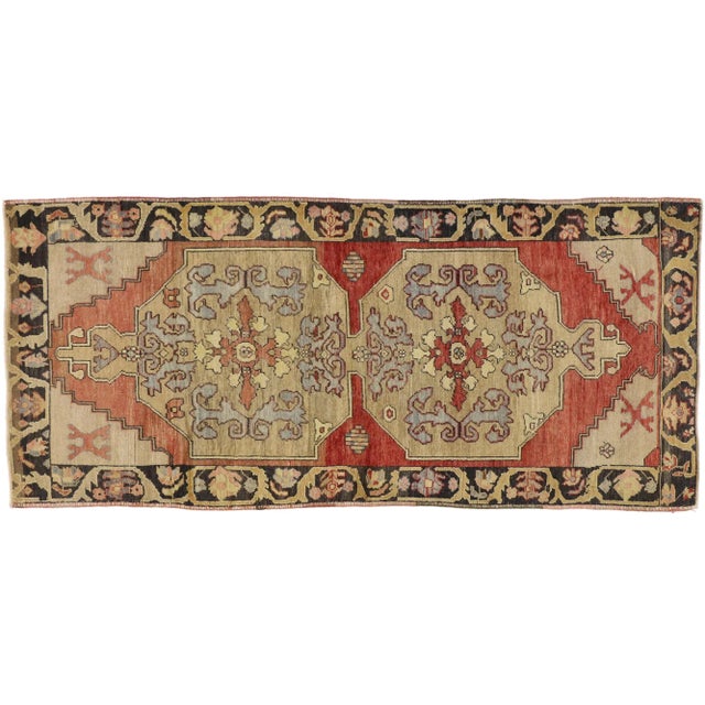 Textile Vintage Turkish Oushak Hallway Runner - 03'10 X 08'07 For Sale - Image 7 of 7
