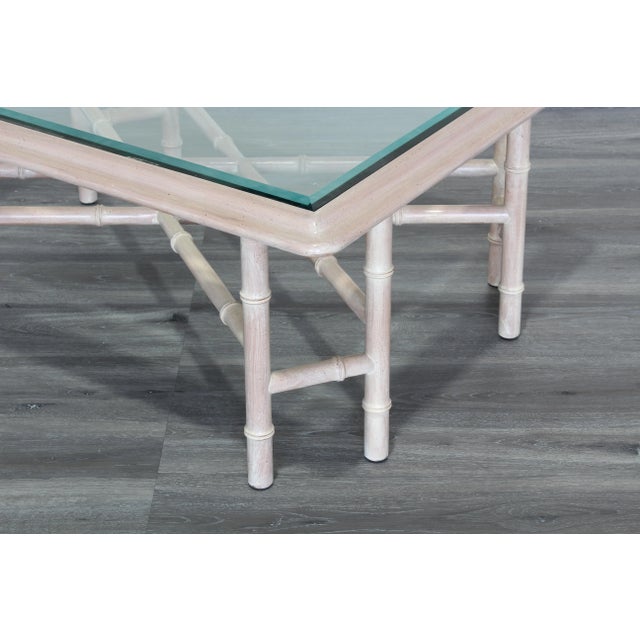 Vintage Faux Bamboo Coffee Table With Glass Top For Sale In Miami - Image 6 of 10