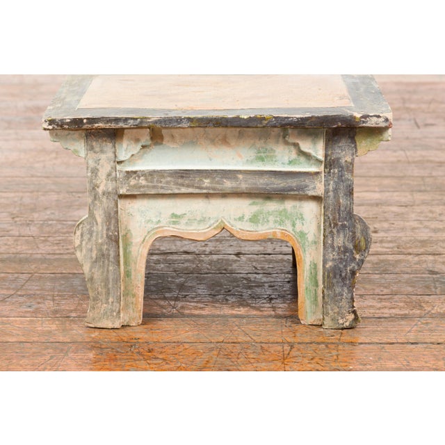 Petite Chinese Ming Dynasty Period Glazed Pedestal with Polychrome Finish For Sale - Image 9 of 13