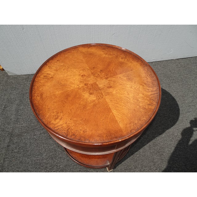 Vintage Woodbridge Furniture Co. Brown Round Side Table W Drawer Chairish