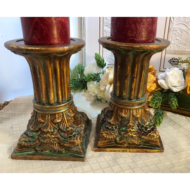 Pair of Greek Vintage Column Candle Pillars Candle Holders Chairish