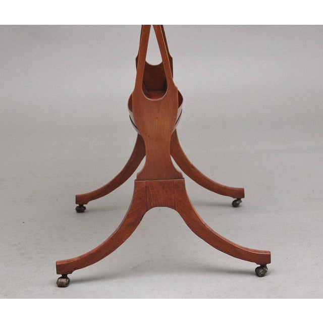 19th Century Sheraton Revival satinwood serving / drinks table, having a nice figured top with a gallery with a hinged...