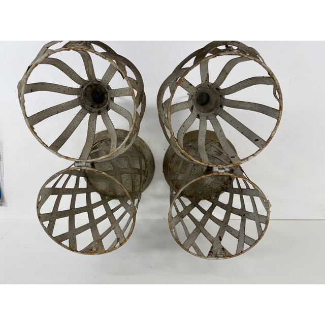 Pair of Distressed Metal Lanterns For Sale In Orlando - Image 6 of 9