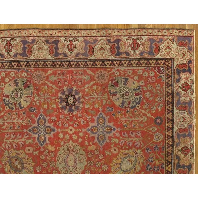 Traditional Antique Turkmenistan Khotan Rug, Handmade Oriental Rug, Coral, Ivory, Blue, Soft For Sale - Image 3 of 7