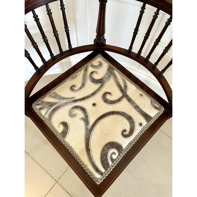 Antique Quality Edwardian Mahogany Inlaid Corner Chair, 1901 For Sale - Image 6 of 14