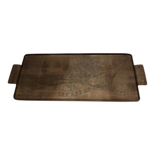 1930’s Art Deco Hand Hammered Aluminum Serving Tray by Palmer Smith. For Sale