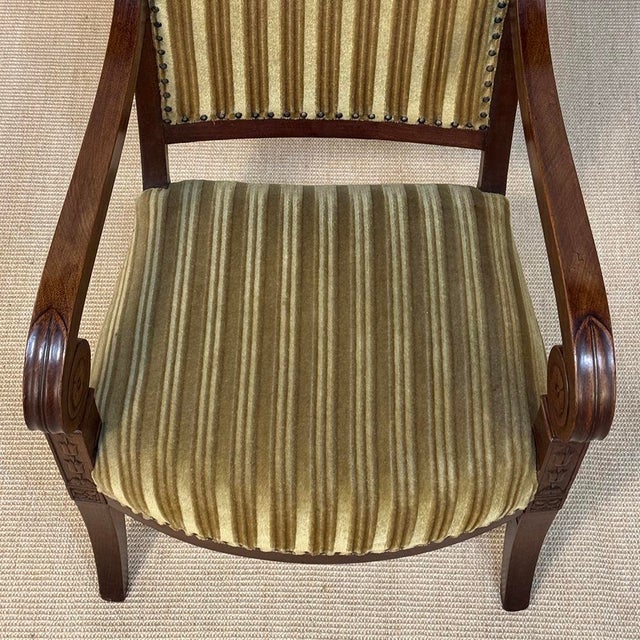 Pair of French Empire Period Mahogany Ormolu Armchairs ~ Fauteuils For Sale - Image 10 of 18