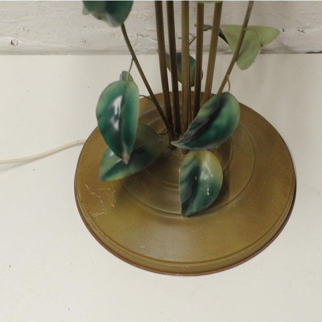 Decorative Leaf and Vine Green Toleware Floor Lamp by Hans Kögl, 1970s For Sale - Image 10 of 11