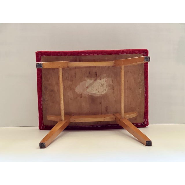 Mid-Century Red Fabric Footstool, 1970s For Sale - Image 12 of 15