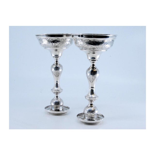Silver Candlesticks with Floral Motifs, Set of 2 For Sale - Image 6 of 11