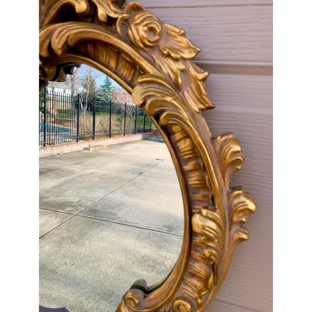 Late 20th Century Louis XV Cartouche Rococo Baroque Gilt Wood Wall Mirror For Sale - Image 5 of 12