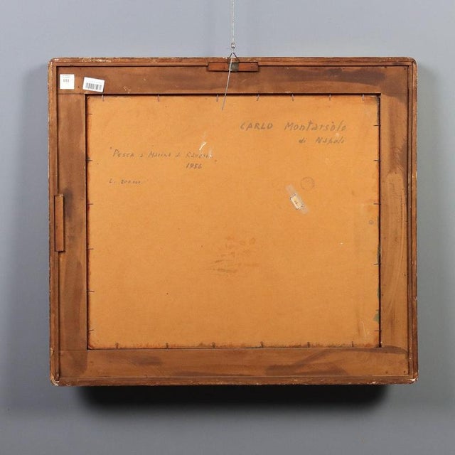 Carlo Montarsolo, Modern Painting,1956, Oil on Hardboard For Sale - Image 10 of 13