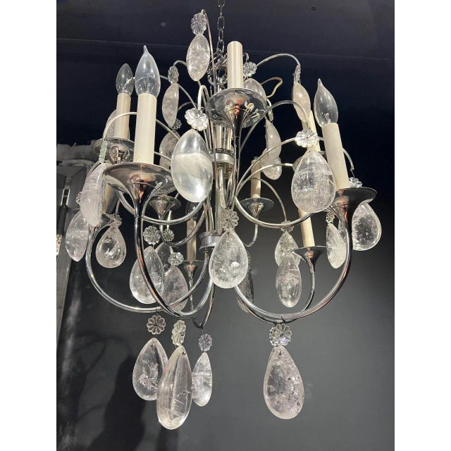 1930s Chandelier With Rock Crystals For Sale - Image 9 of 9