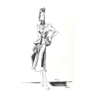 1939 Vintage French Chanel Fashion Print For Sale