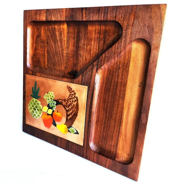 Ernest Sohn Vintage Walnut Wood and Copper Inlay Board by Ernest Sohn For Sale - Image 4 of 10