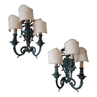 Bronze Wall Lamps, Italy, 1940s, Set of 2 For Sale