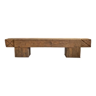 Old Rustic Teak Wood X Beam Bench For Sale