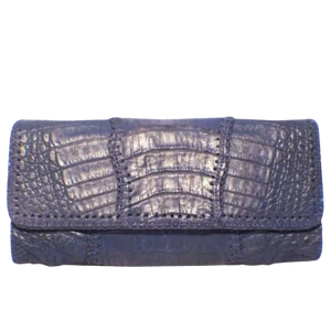 Carlos Falchi Blue Crocodile Patchwork Clutch